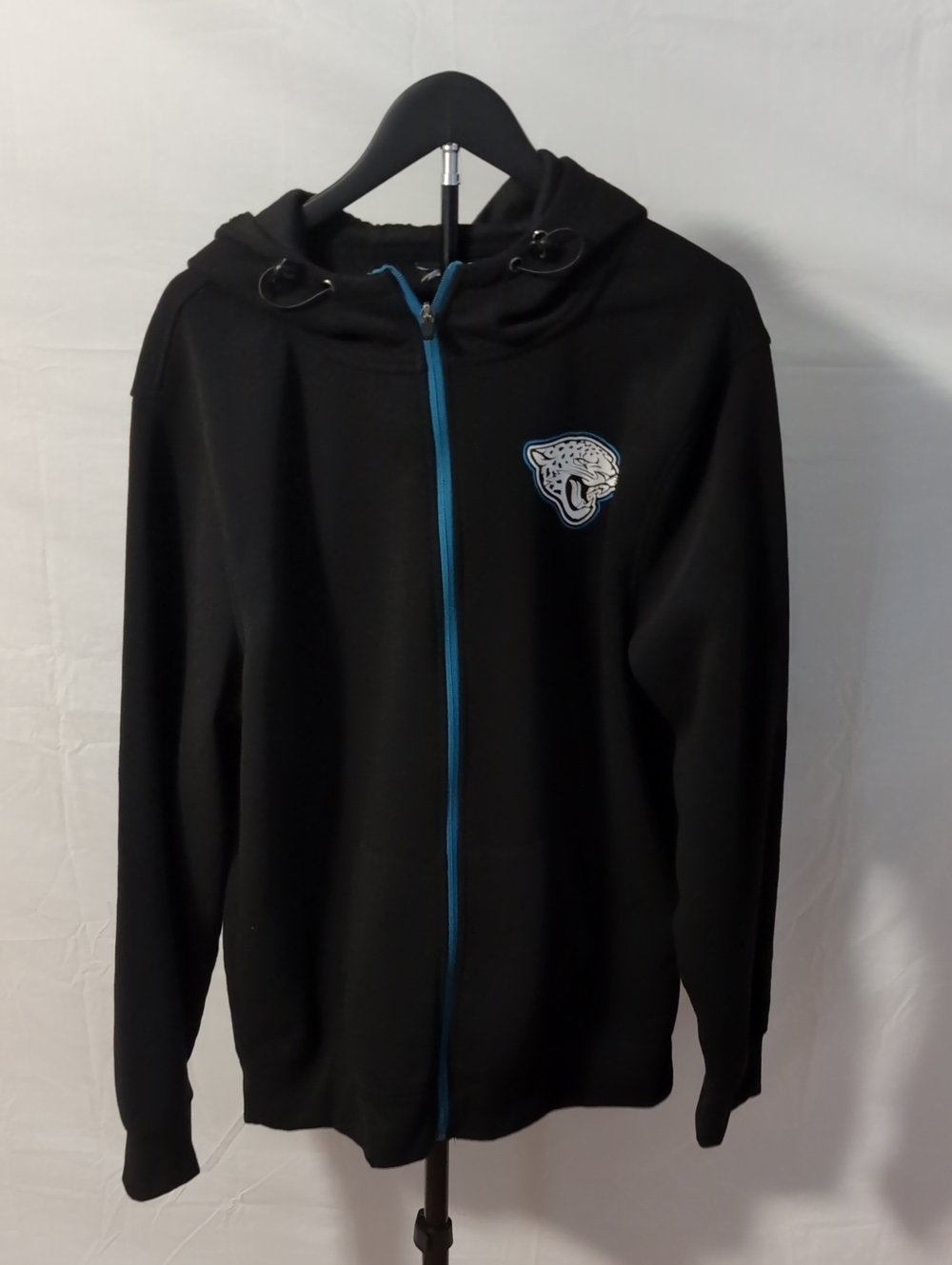 Zubaz NFL Jacksonville Jaguars Full-Zip Embroidered Hoodie Black/Teal Accent